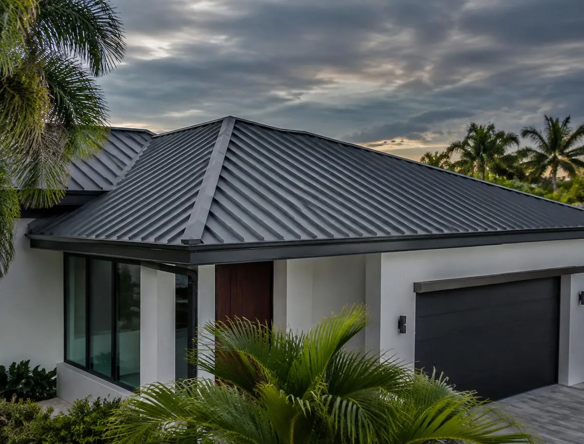 Modern home with a concealed-fix standing seam metal roof